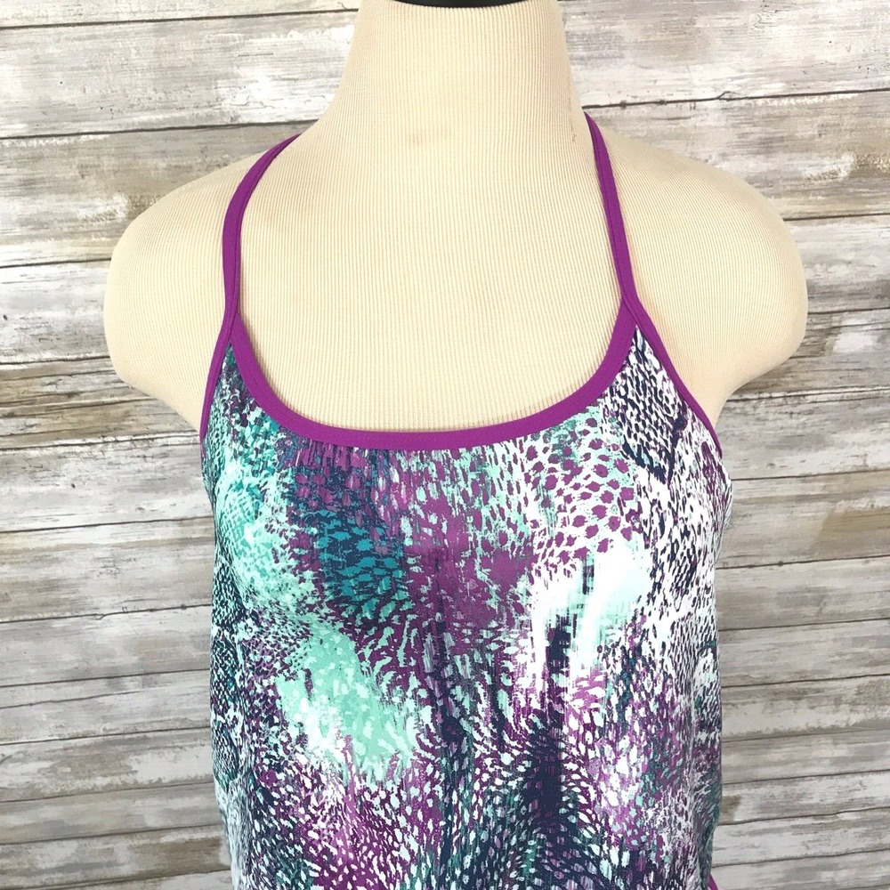 Fabletics Womens Purple Teal Snakeskin Print Built In Bra Tank Top Size S - Picture 2 of 7
